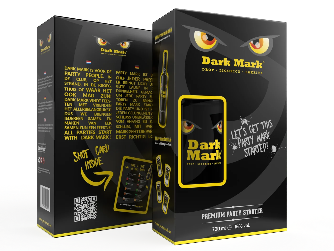 Dark Mark Lakritzlikör Geschenkverpackung 0,7L + 4 Shotgläser